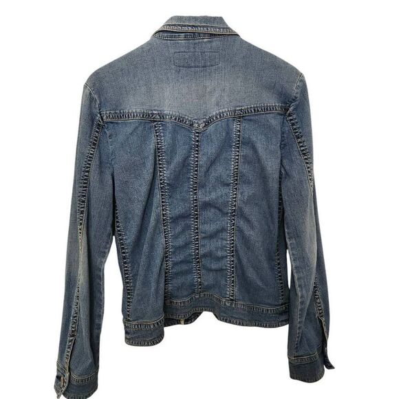 Christopher Blue jean jacket zip front pockets denim large - Picture 2 of 7